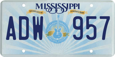 MS license plate ADW957