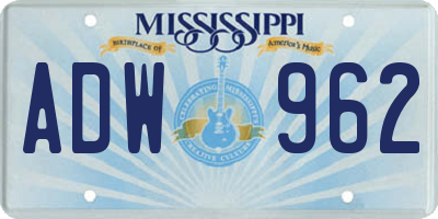 MS license plate ADW962