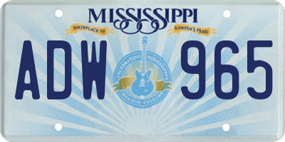 MS license plate ADW965