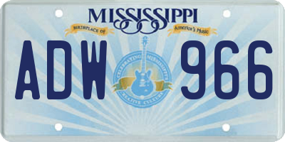 MS license plate ADW966