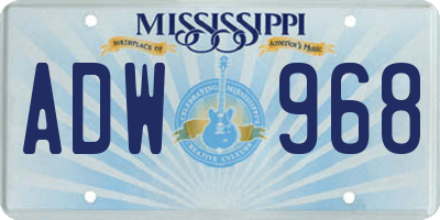MS license plate ADW968