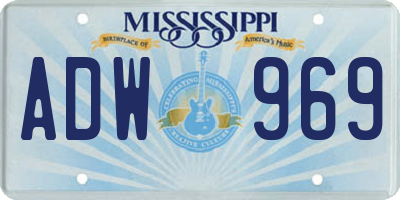 MS license plate ADW969