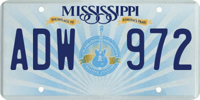 MS license plate ADW972
