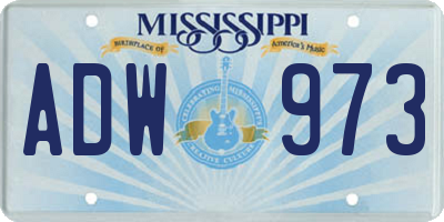 MS license plate ADW973