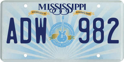 MS license plate ADW982