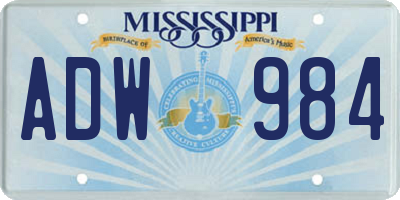 MS license plate ADW984