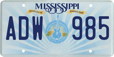MS license plate ADW985