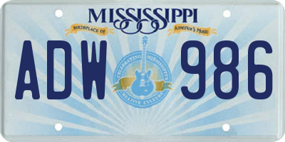 MS license plate ADW986