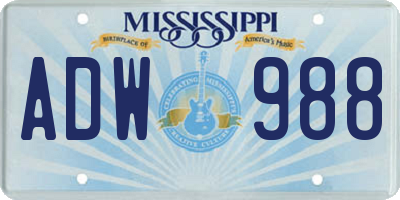 MS license plate ADW988