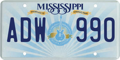 MS license plate ADW990