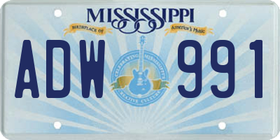 MS license plate ADW991