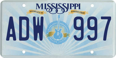 MS license plate ADW997