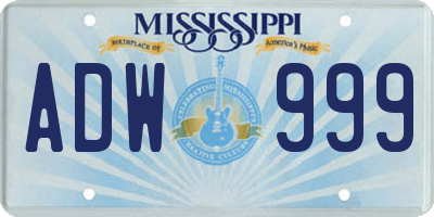 MS license plate ADW999