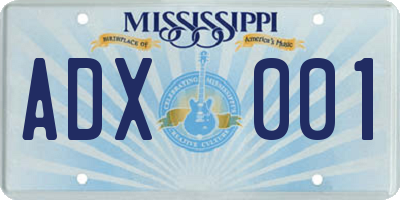 MS license plate ADX001