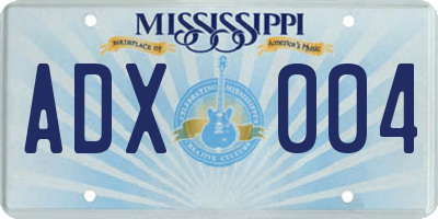 MS license plate ADX004