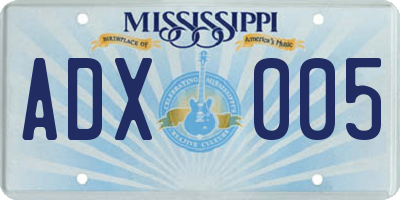MS license plate ADX005