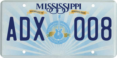 MS license plate ADX008