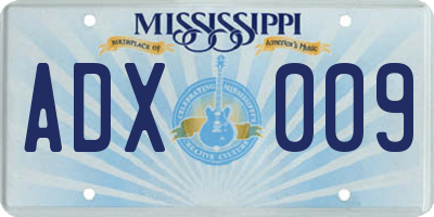 MS license plate ADX009