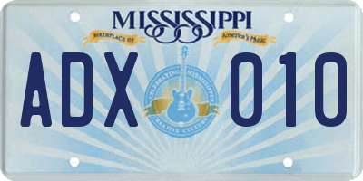 MS license plate ADX010