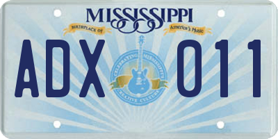 MS license plate ADX011