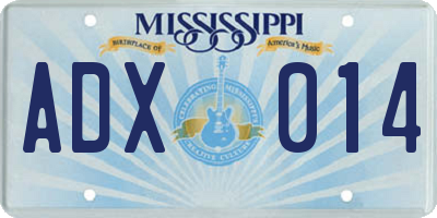 MS license plate ADX014
