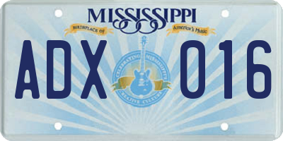 MS license plate ADX016