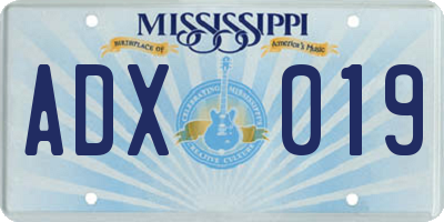 MS license plate ADX019