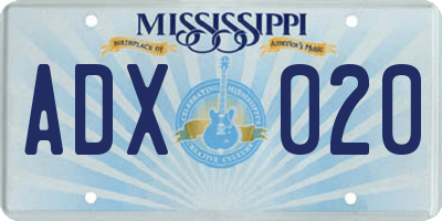 MS license plate ADX020