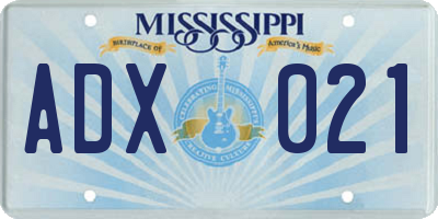 MS license plate ADX021