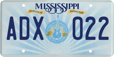 MS license plate ADX022