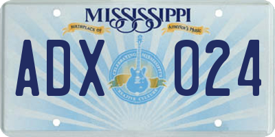 MS license plate ADX024