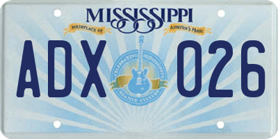 MS license plate ADX026