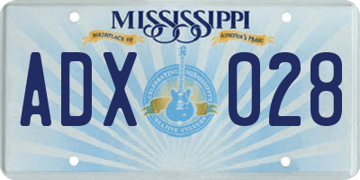 MS license plate ADX028