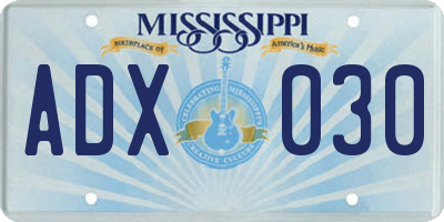 MS license plate ADX030
