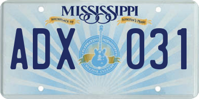 MS license plate ADX031