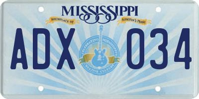 MS license plate ADX034