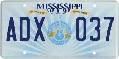 MS license plate ADX037
