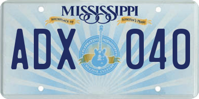 MS license plate ADX040