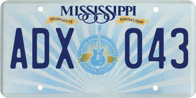 MS license plate ADX043