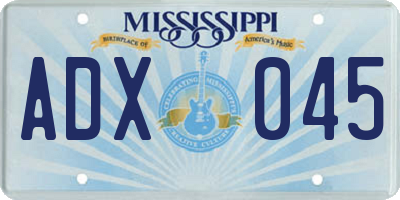MS license plate ADX045