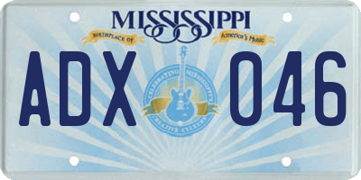 MS license plate ADX046