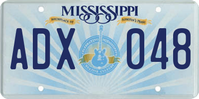 MS license plate ADX048