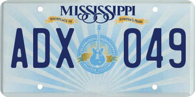 MS license plate ADX049