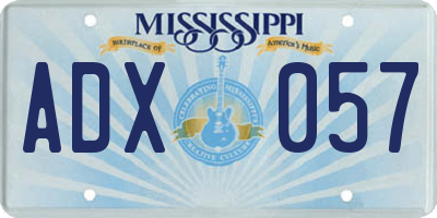 MS license plate ADX057