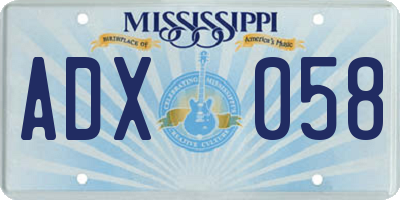 MS license plate ADX058