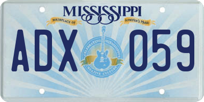 MS license plate ADX059