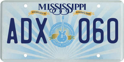 MS license plate ADX060