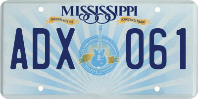 MS license plate ADX061