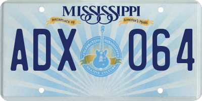 MS license plate ADX064