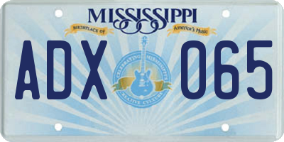 MS license plate ADX065